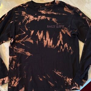 Handmade  Tie Dyed Salt Life Long Sleeve T Shirt Coastal Surf Style Unisex